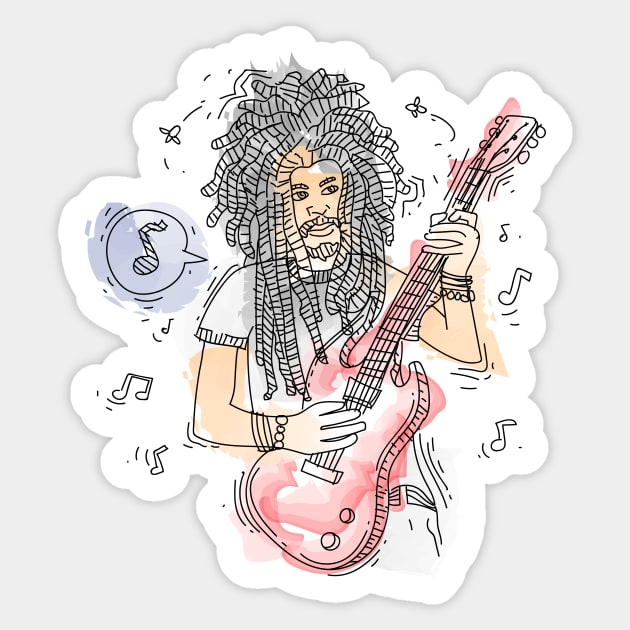 Guitar Lover Design Sticker by Utopia Shop